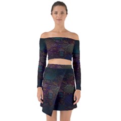 Fractal Leafs Off Shoulder Top With Skirt Set by Sparkle