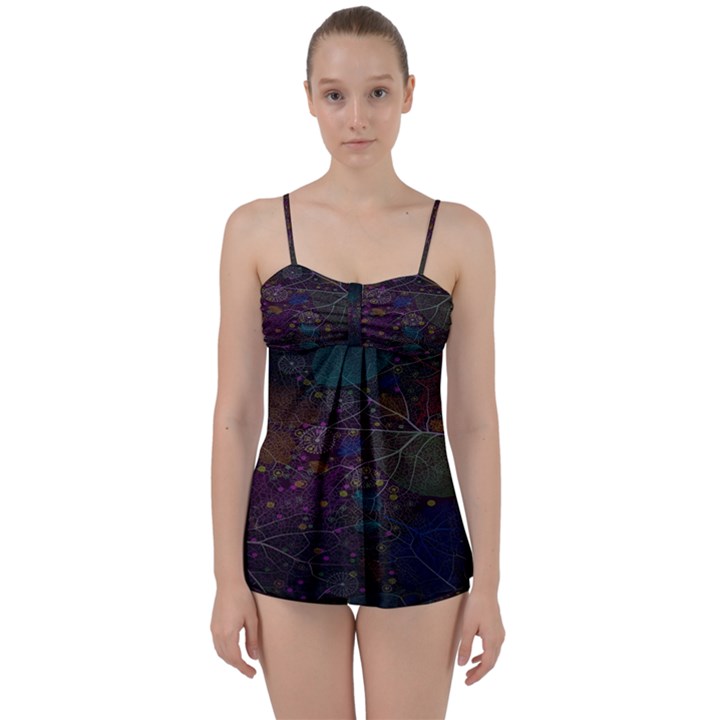 Fractal Leafs Babydoll Tankini Set