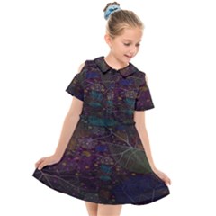 Fractal Leafs Kids  Short Sleeve Shirt Dress by Sparkle