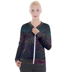 Fractal Leafs Casual Zip Up Jacket by Sparkle