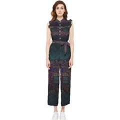 Fractal Leafs Women s Frill Top Jumpsuit by Sparkle