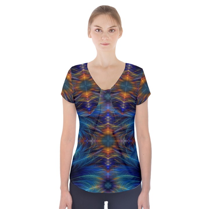 Fractal Flower Short Sleeve Front Detail Top