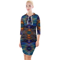 Fractal Flower Quarter Sleeve Hood Bodycon Dress by Sparkle