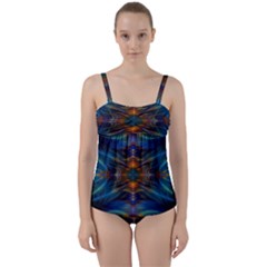 Fractal Flower Twist Front Tankini Set by Sparkle