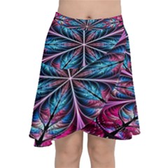 Fractal Flower Chiffon Wrap Front Skirt by Sparkle