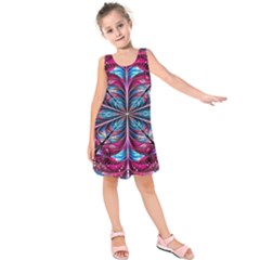 Fractal Flower Kids  Sleeveless Dress by Sparkle