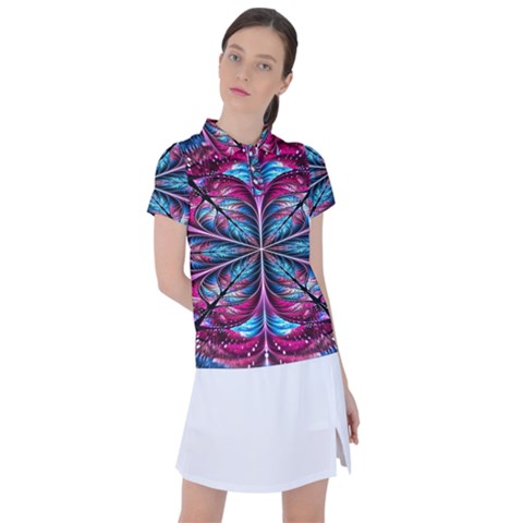 Fractal Flower Women s Polo Tee by Sparkle