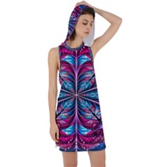 Fractal Flower Racer Back Hoodie Dress by Sparkle