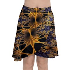 Fractal Flower Chiffon Wrap Front Skirt by Sparkle