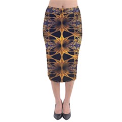 Fractal Flower Velvet Midi Pencil Skirt by Sparkle