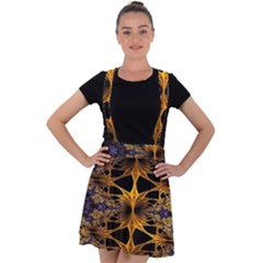 Fractal Flower Velvet Suspender Skater Skirt by Sparkle