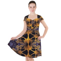 Fractal Flower Cap Sleeve Midi Dress by Sparkle