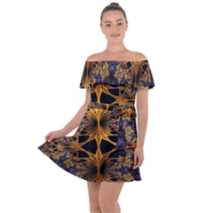 Fractal Flower Off Shoulder Velour Dress by Sparkle