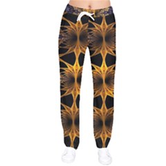 Fractal Flower Women Velvet Drawstring Pants by Sparkle