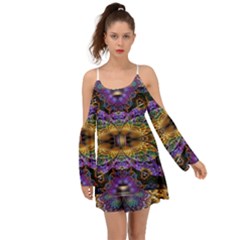 Fractal Illusion Kimono Sleeves Boho Dress by Sparkle