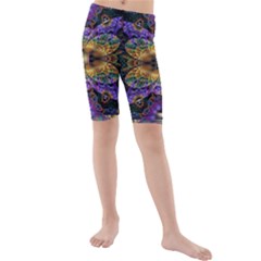 Fractal Illusion Kids  Mid Length Swim Shorts by Sparkle