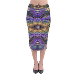 Fractal Illusion Velvet Midi Pencil Skirt by Sparkle