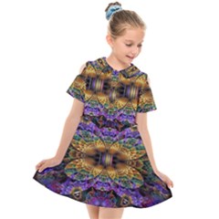 Fractal Illusion Kids  Short Sleeve Shirt Dress by Sparkle