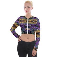 Fractal Illusion Long Sleeve Cropped Velvet Jacket by Sparkle