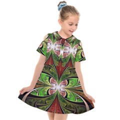 Fractal Design Kids  Short Sleeve Shirt Dress by Sparkle