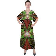 Fractal Design V-neck Boho Style Maxi Dress by Sparkle