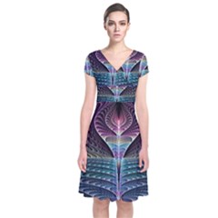 Fractal Design Short Sleeve Front Wrap Dress