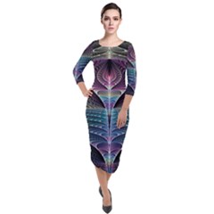 Fractal Design Quarter Sleeve Midi Velour Bodycon Dress by Sparkle