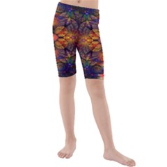 Fractal Flower Kids  Mid Length Swim Shorts by Sparkle