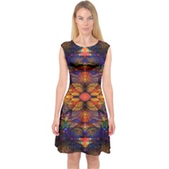 Fractal Flower Capsleeve Midi Dress by Sparkle