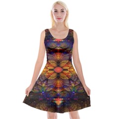 Fractal Flower Reversible Velvet Sleeveless Dress