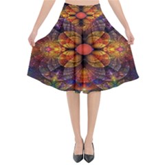 Fractal Flower Flared Midi Skirt by Sparkle