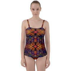 Fractal Flower Twist Front Tankini Set by Sparkle