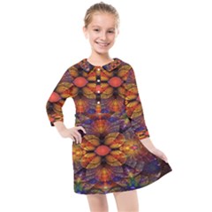 Fractal Flower Kids  Quarter Sleeve Shirt Dress by Sparkle