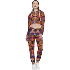 Fractal Flower Cropped Zip Up Lounge Set