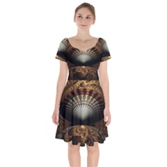 Fractal Illusion Short Sleeve Bardot Dress by Sparkle