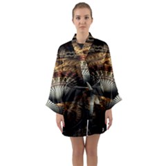 Fractal Illusion Long Sleeve Satin Kimono by Sparkle