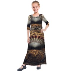 Fractal Illusion Kids  Quarter Sleeve Maxi Dress