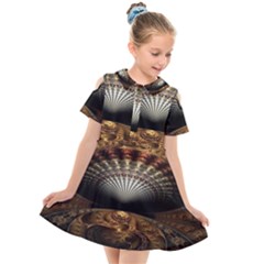 Fractal Illusion Kids  Short Sleeve Shirt Dress by Sparkle