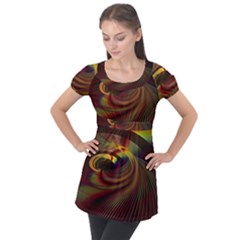 Fractal Illusion Puff Sleeve Tunic Top