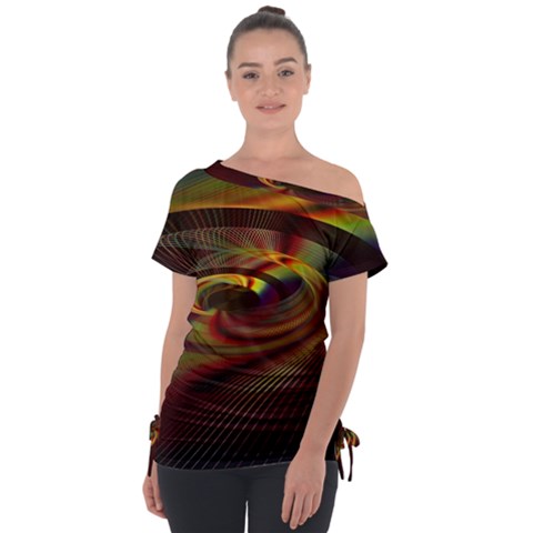 Fractal Illusion Off Shoulder Tie-up Tee by Sparkle