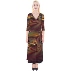 Fractal Illusion Quarter Sleeve Wrap Maxi Dress