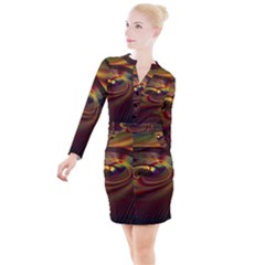 Fractal Illusion Button Long Sleeve Dress