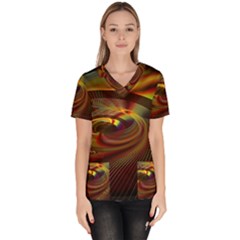 Fractal Illusion Women s V-Neck Scrub Top