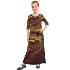 Fractal Illusion Kids  Quarter Sleeve Maxi Dress