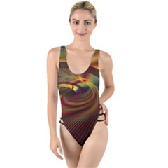 Fractal Illusion High Leg Strappy Swimsuit