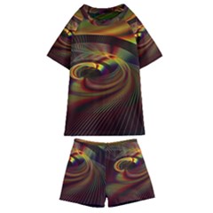 Fractal Illusion Kids  Swim Tee and Shorts Set