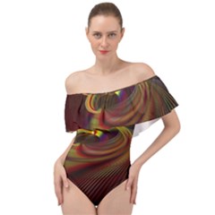 Fractal Illusion Off Shoulder Velour Bodysuit 