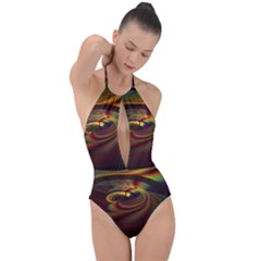 Fractal Illusion Plunge Cut Halter Swimsuit