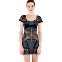 Fractal Flower Short Sleeve Bodycon Dress by Sparkle