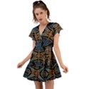 Fractal Flower Flutter Sleeve Wrap Dress View1